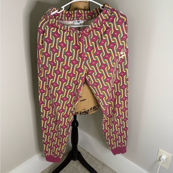 Puma Pink and Yellow Patterned Women's Joggers - Picture 3 of 8
